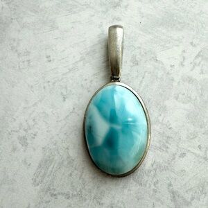 Larimar Sterling Silver Oval Pendant